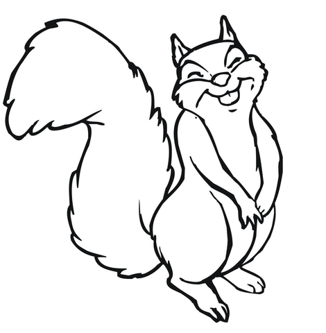 Smiling Squirrel Coloring Page